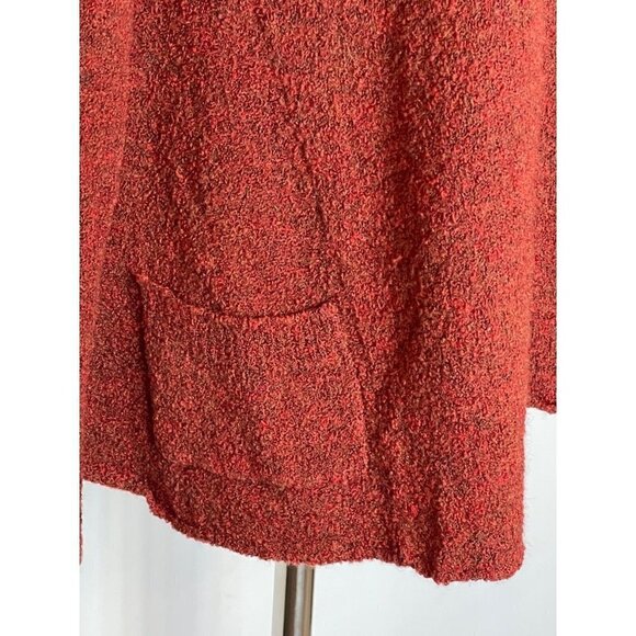 Eileen Fisher Red Wool Blend Boat Neck Boucle Swing Hem Pullover Sweater Size XS - Picture 5 of 8